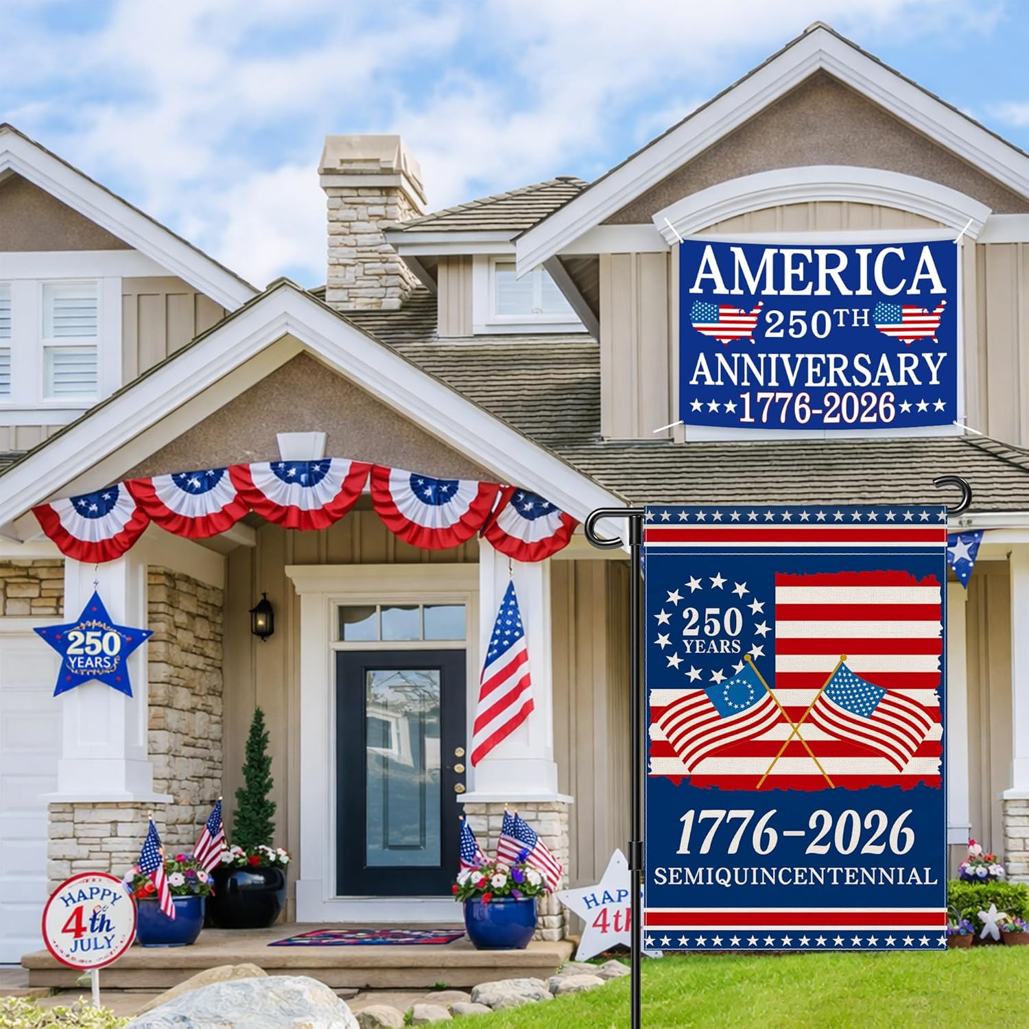 250 Years America 250th Anniversary 1776 2026 Double Sided Garden Flag
