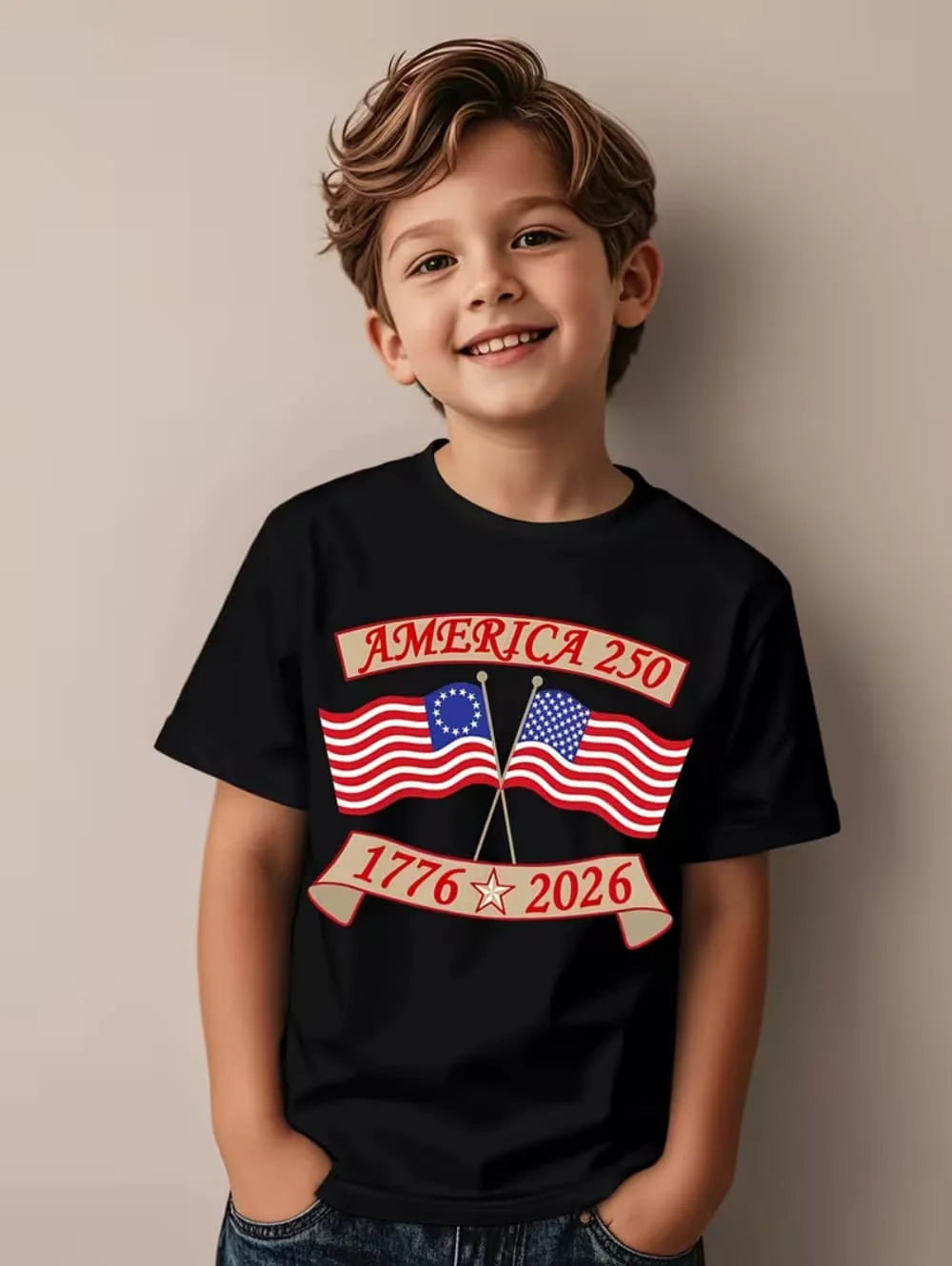 250 Years Of America 1776-2026 T-Shirt for Kids America 250th Birthday Eagle Flag