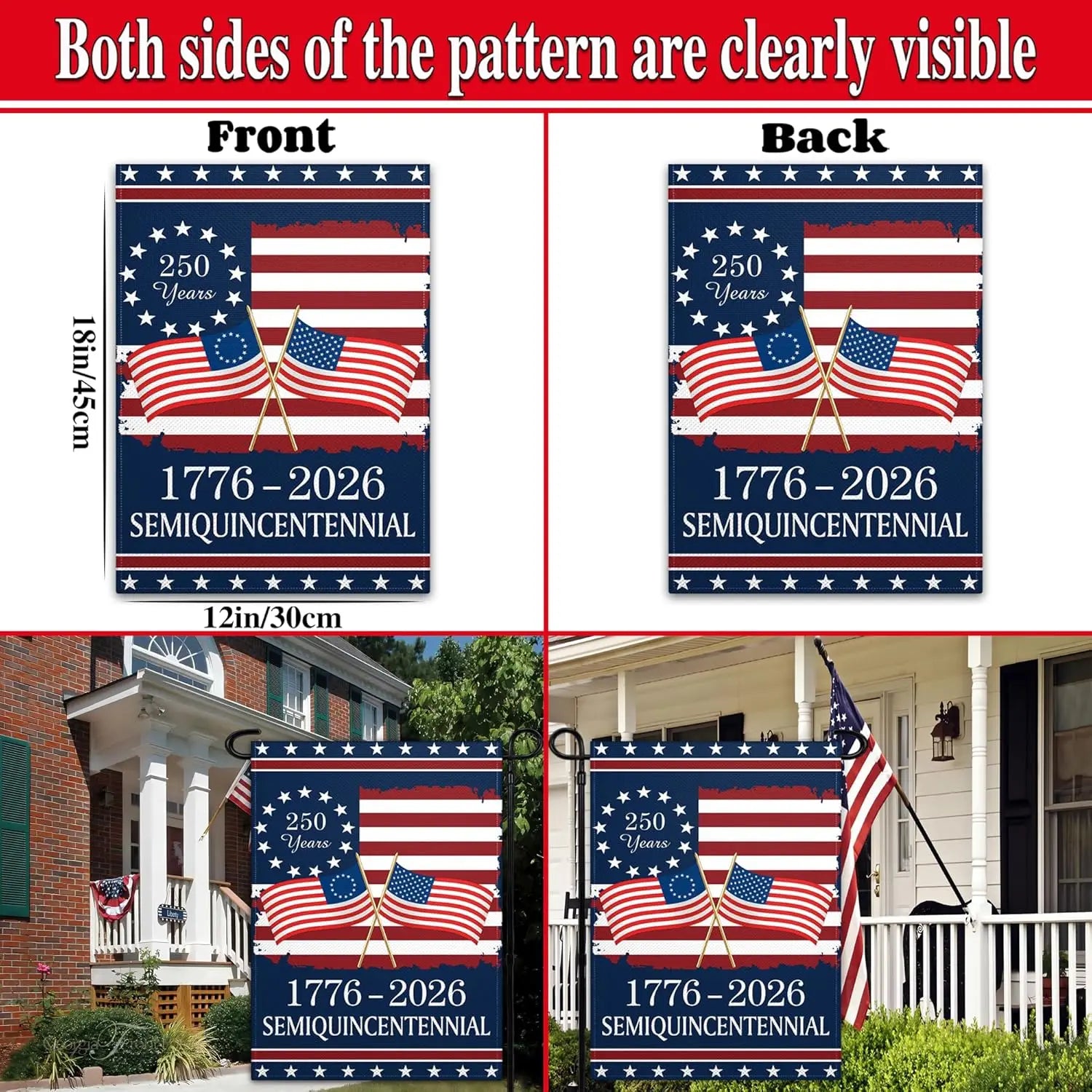 250 Years America 250th Anniversary 1776 2026 Double Sided Garden Flag