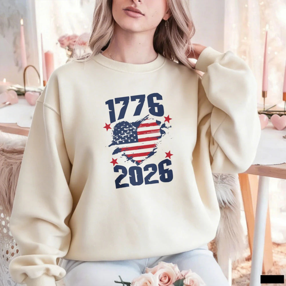 America 1776-2026 Birthday 250th Anniversary USA Flag Sweatshirt