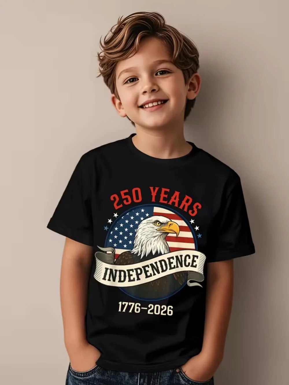 250 Years Of America 1776-2026 T-Shirt for Kids America 250th Birthday Eagle Flag