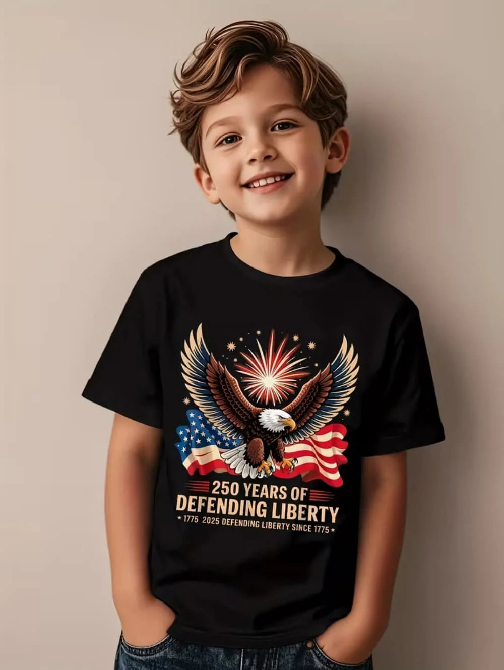 250 Years Of America 1776-2026 T-Shirt for Kids America 250th Birthday Eagle Flag