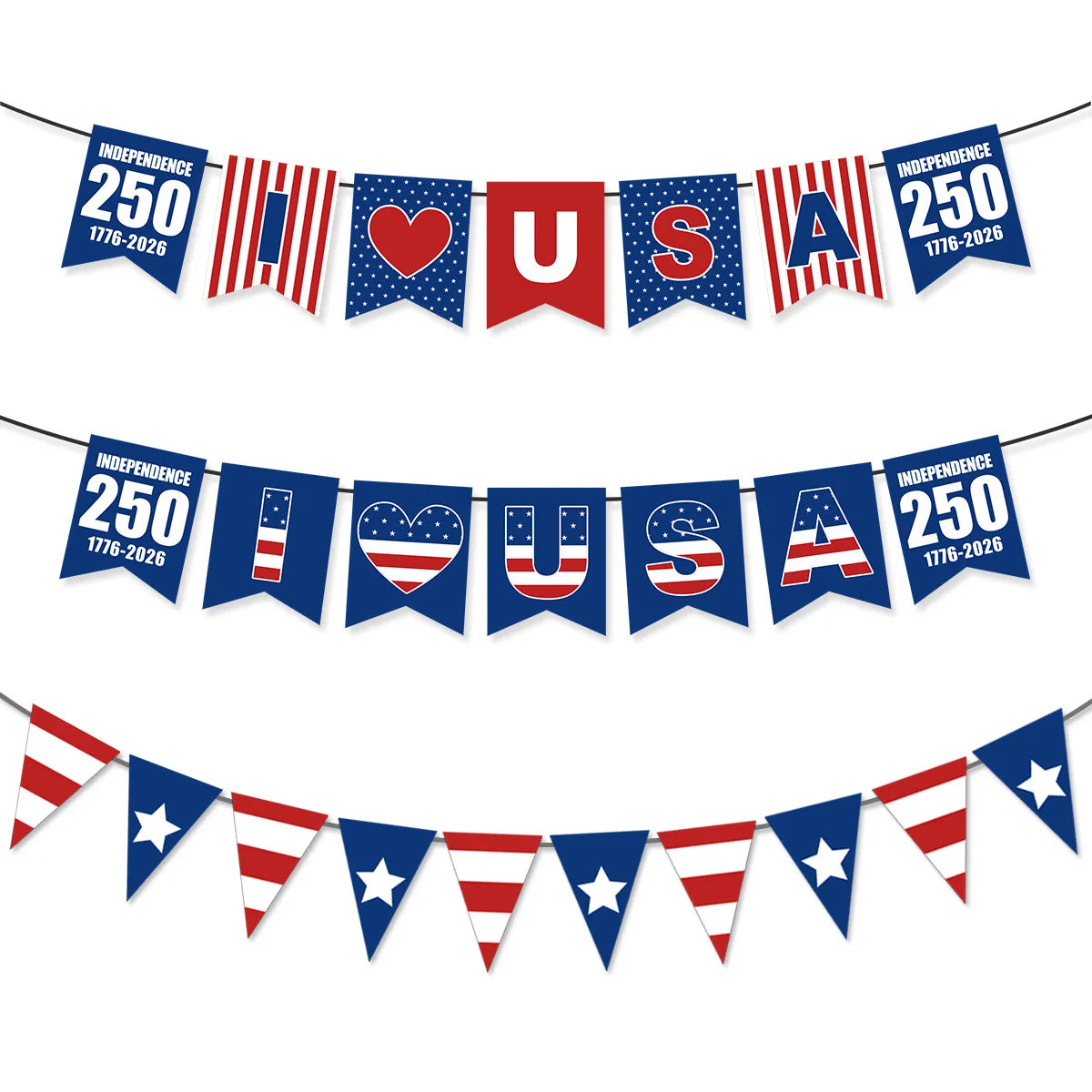 America 250th Anniversary Party Decoration 1776-2026 July 4th Flag Banner