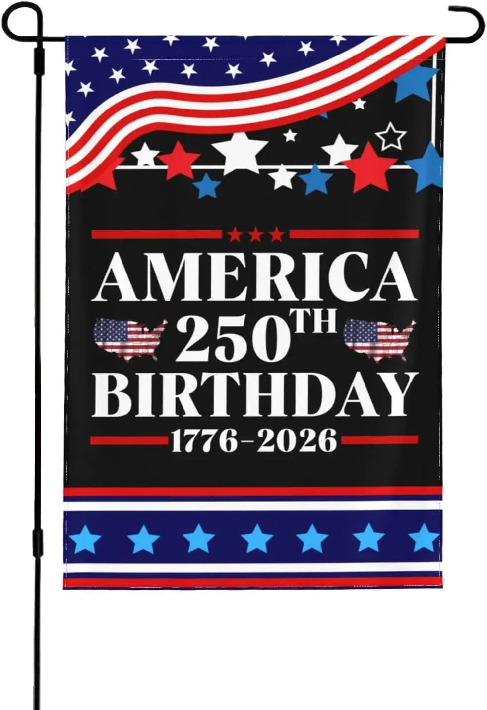 America 250th Birthday Flag 1776-2026 America 250 Years 12x18 inch Double Sided Flag