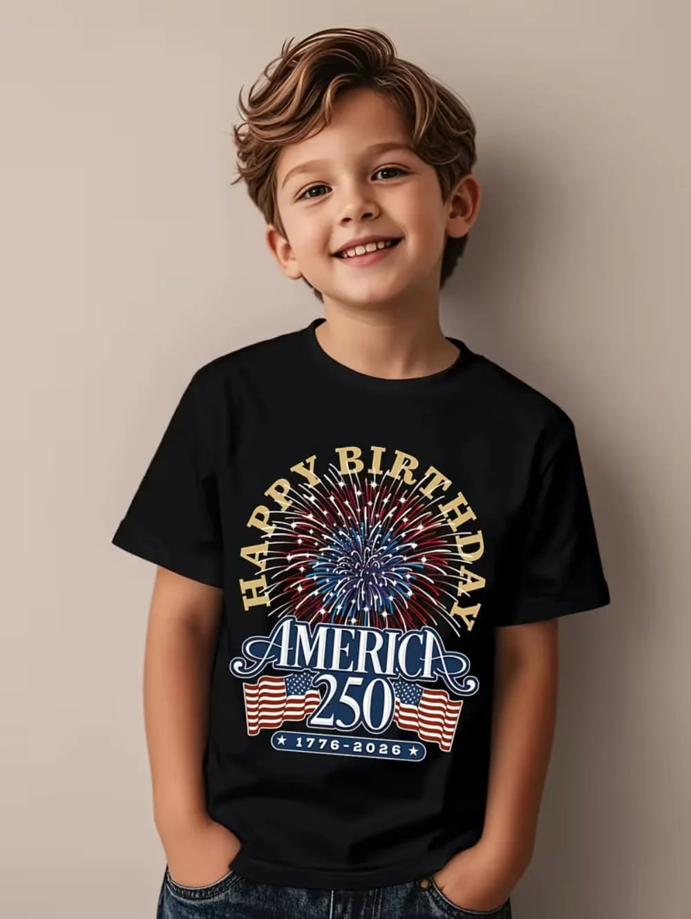 250 Years Of America 1776-2026 T-Shirt for Kids America 250th Birthday Eagle Flag