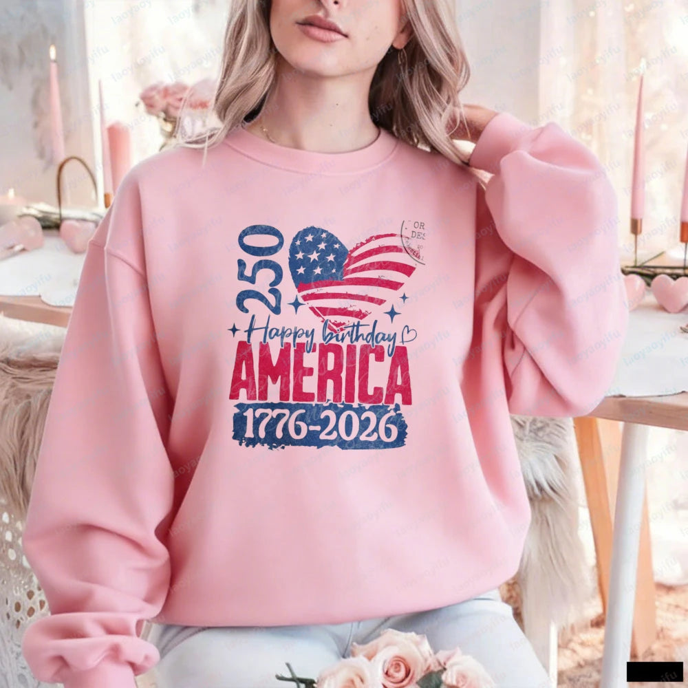 Happy 250th Birthday America 250 Patriotic Flag Heart USA 1776–2026 Sweatshirt