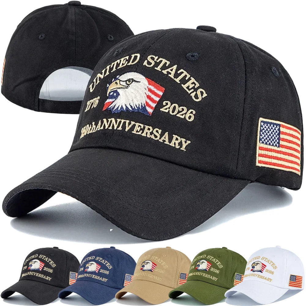 American 250th Anniversary 1776-2026 Embroidered Eagle Baseball Cap