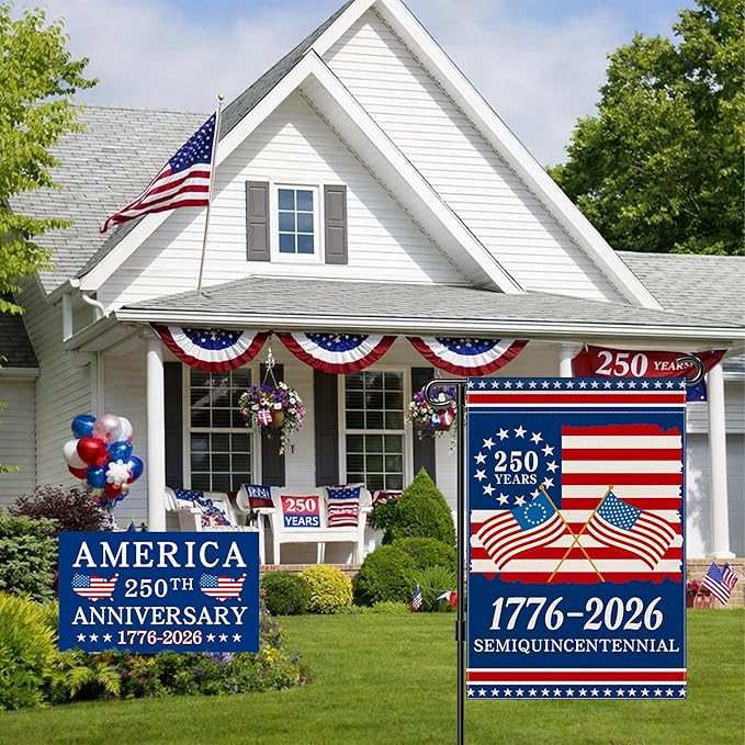 250 Years America 250th Anniversary 1776 2026 Double Sided Garden Flag