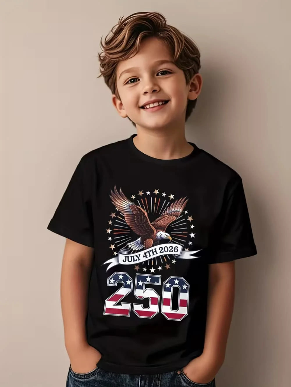 250 Years Of America 1776-2026 T-Shirt for Kids America 250th Birthday Eagle Flag