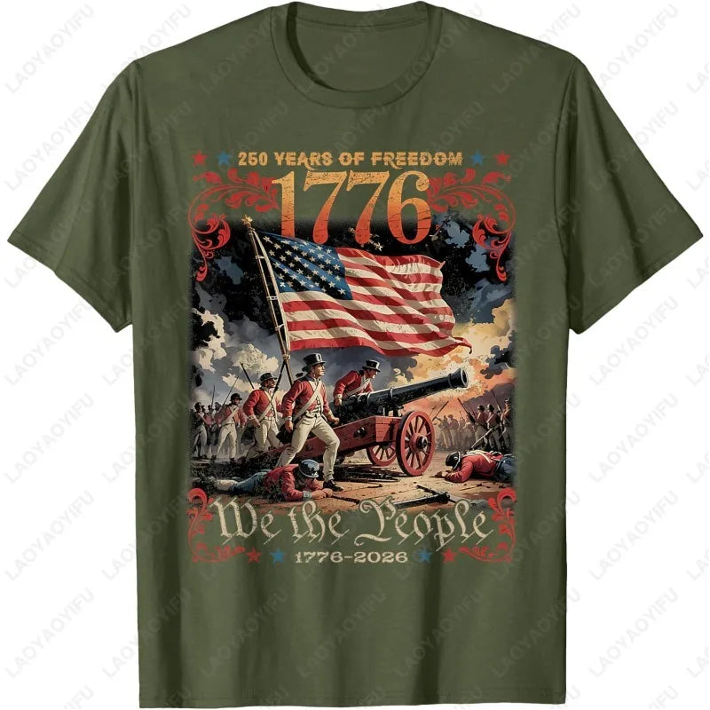 250 Years of Freedom Retro USA Flag Since 1776 2026 Independence Day T-Shirt