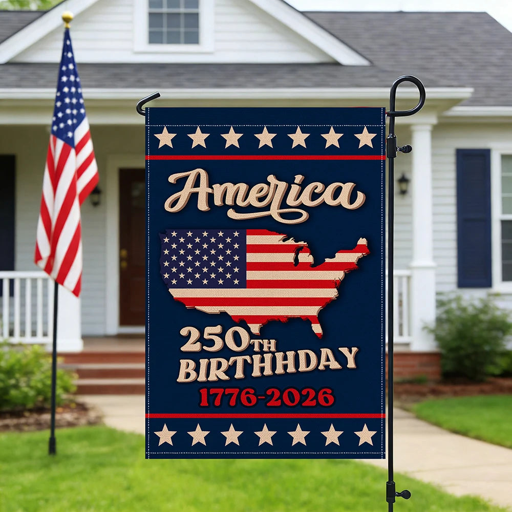 American 250th Anniversary Birthday 1776-2026 12x18 Inch Garden Flag