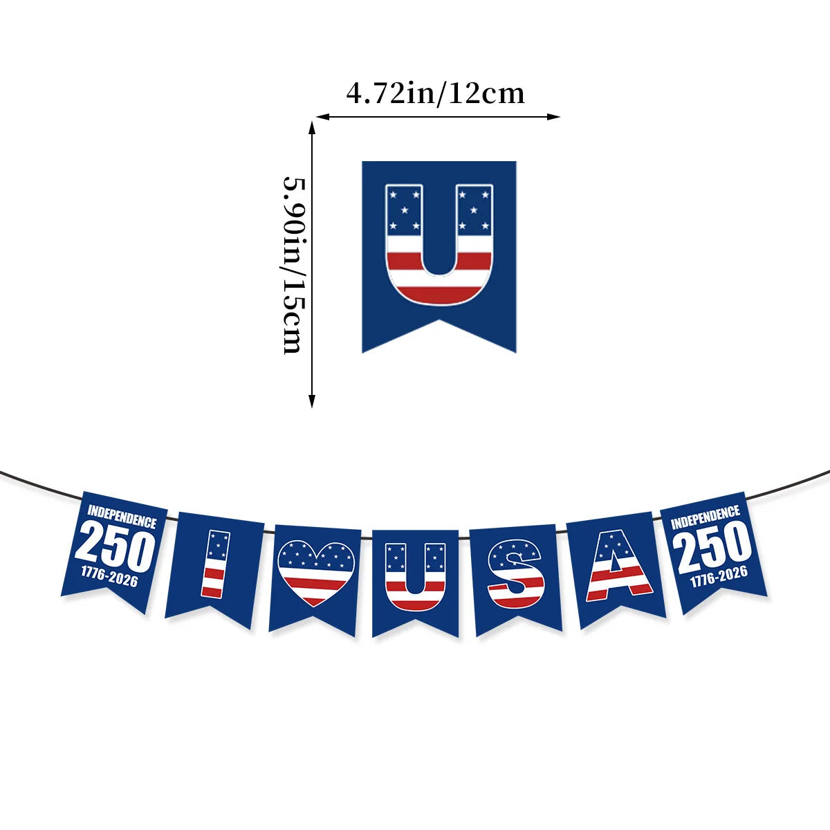 America 250th Anniversary Party Decoration 1776-2026  July 4th Flag Banner