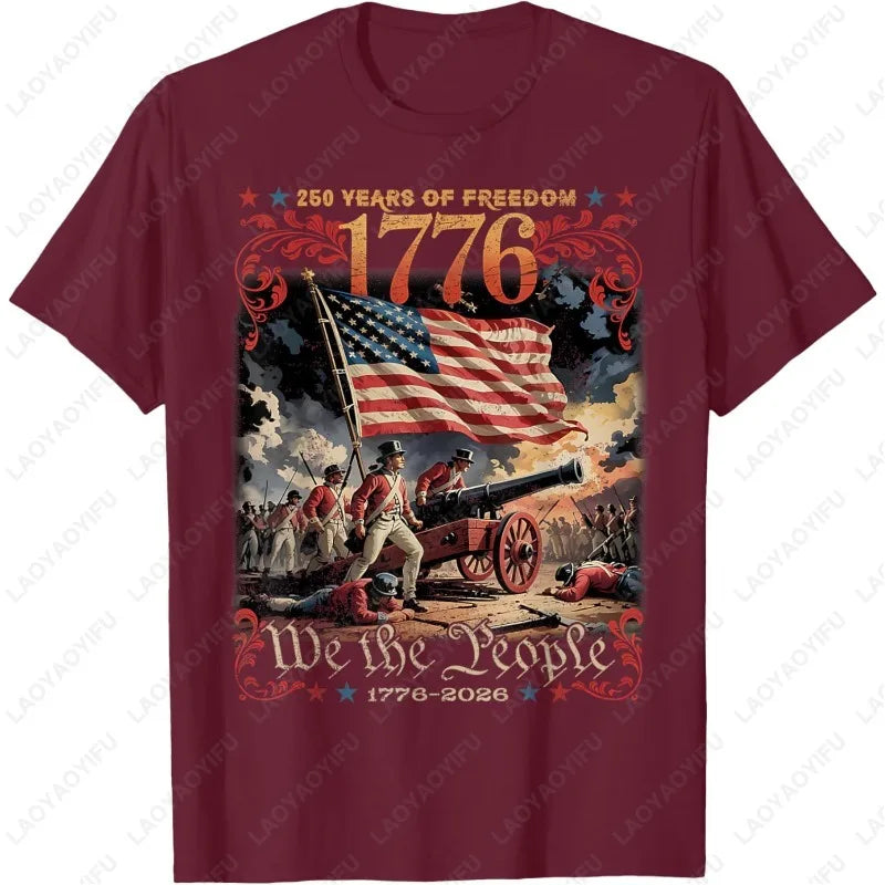 250 Years of Freedom Retro USA Flag Since 1776 2026 Independence Day T-Shirt