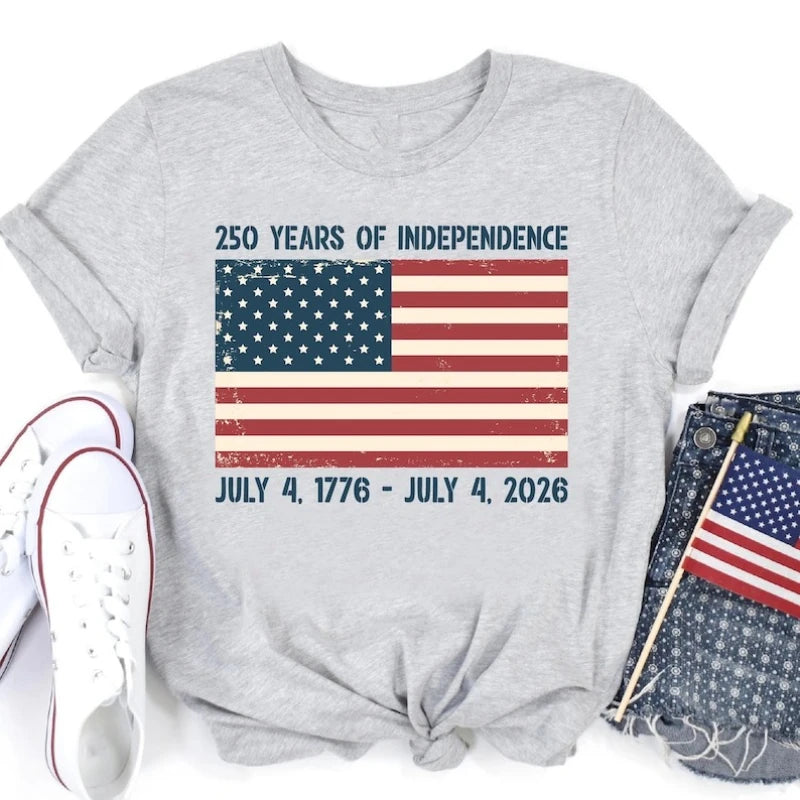 250 Years of Independence 1776-2026 Tee Patriotic 4th of July Semiquincentennial T-Shirt
