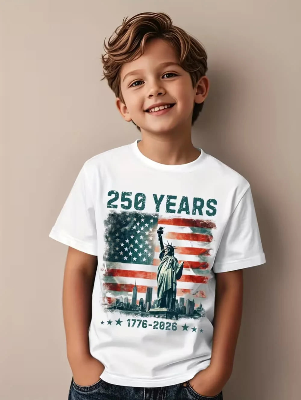 250 Years Of America 1776-2026 T-Shirt for Kids America 250th Birthday Eagle Flag