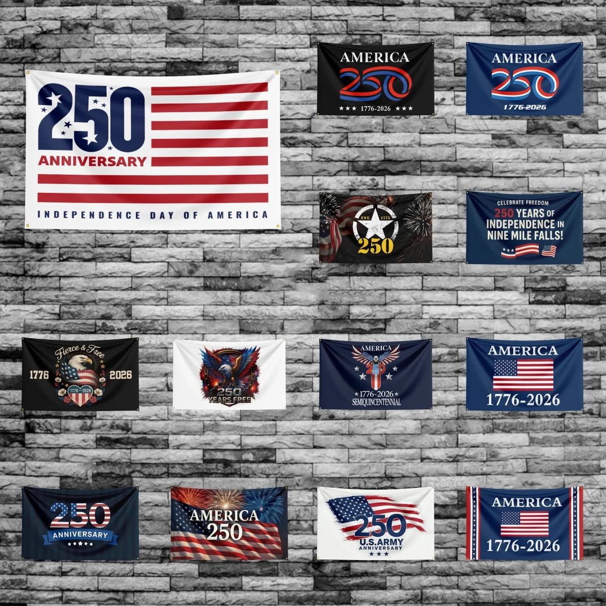 US 250th Anniversary 1776 2026 Semiquincentennial 250 Years US Birthday Outdoor Flags