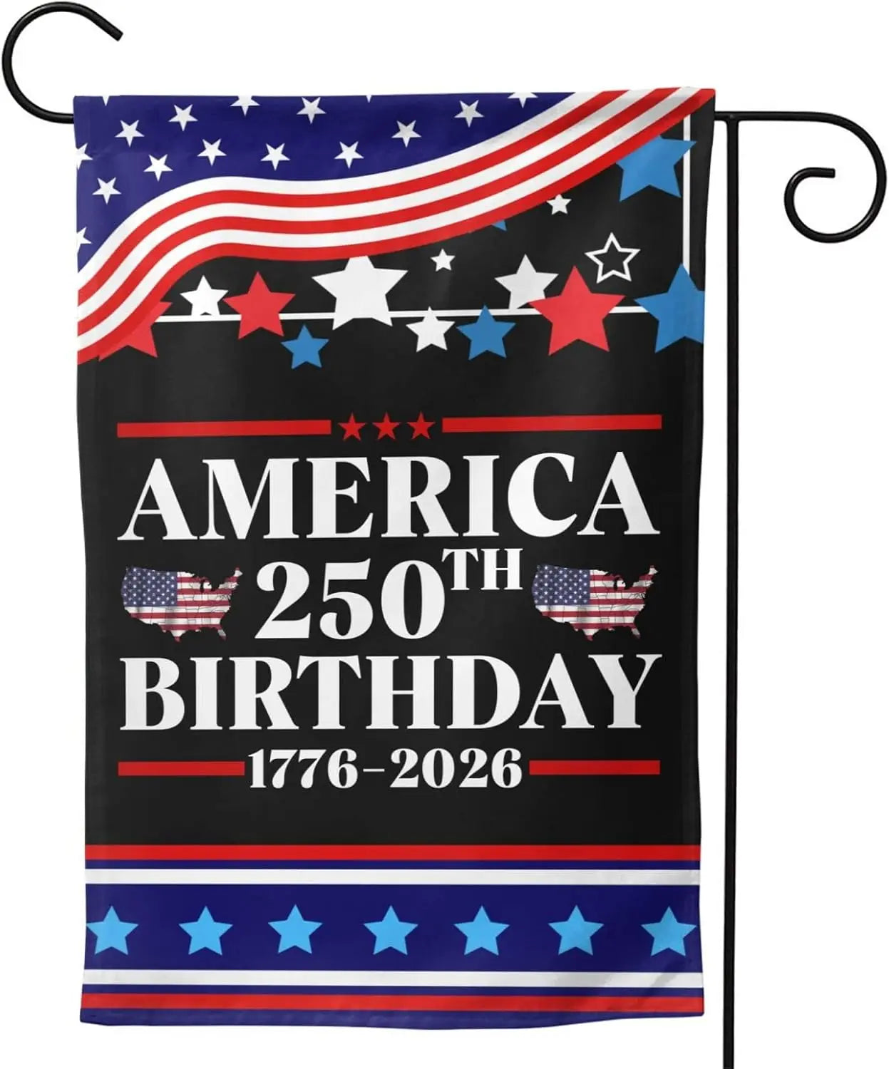 America 250th Birthday Flag 1776-2026 America 250 Years 12x18 inch Double Sided Flag
