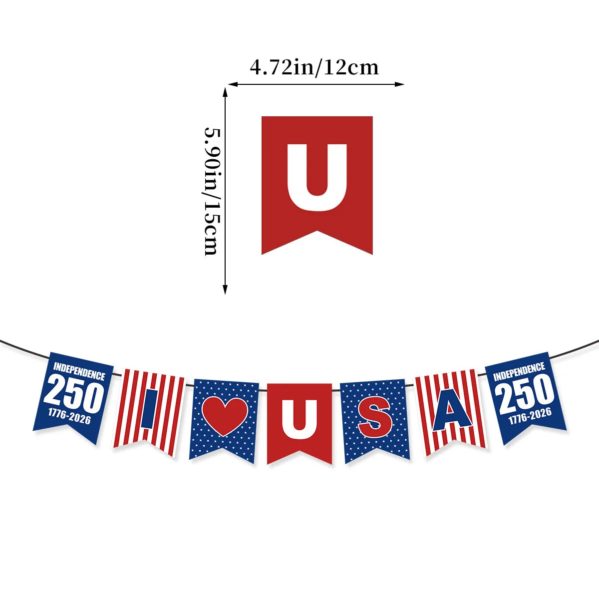 America 250th Anniversary Party Decoration 1776-2026  July 4th Flag Banner