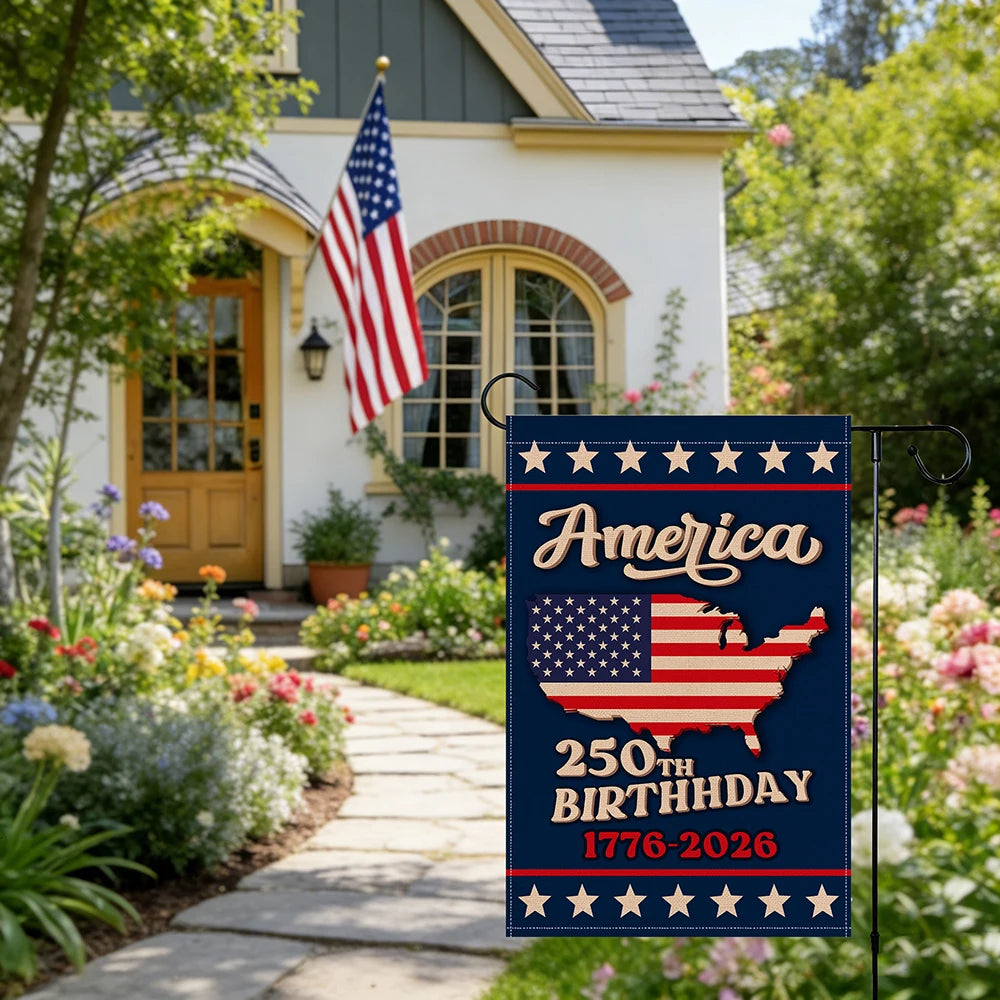 American 250th Anniversary Birthday 1776-2026 12x18 Inch Garden Flag