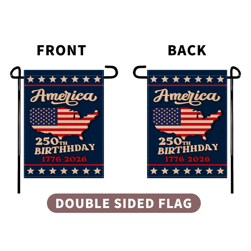 American 250th Anniversary Birthday 1776-2026 12x18 Inch Garden Flag