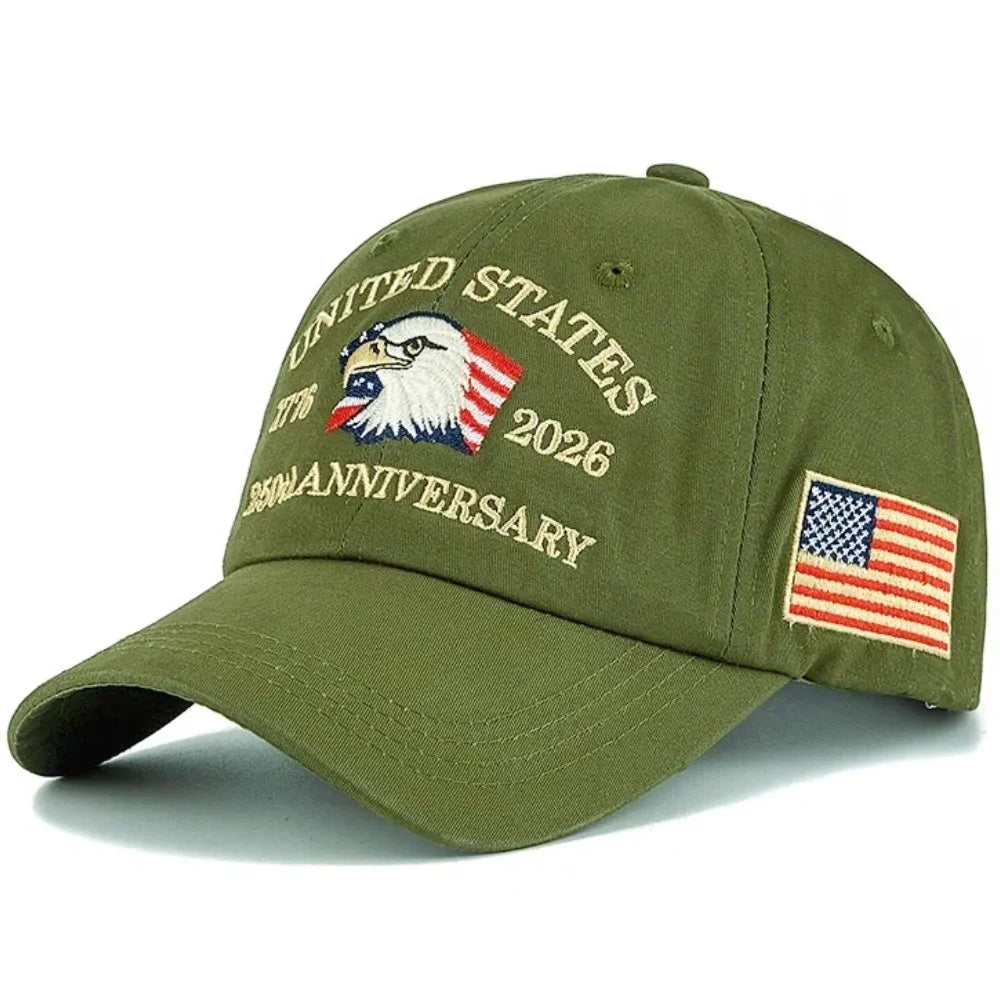 American 250th Anniversary 1776-2026 Embroidered Eagle Baseball Cap