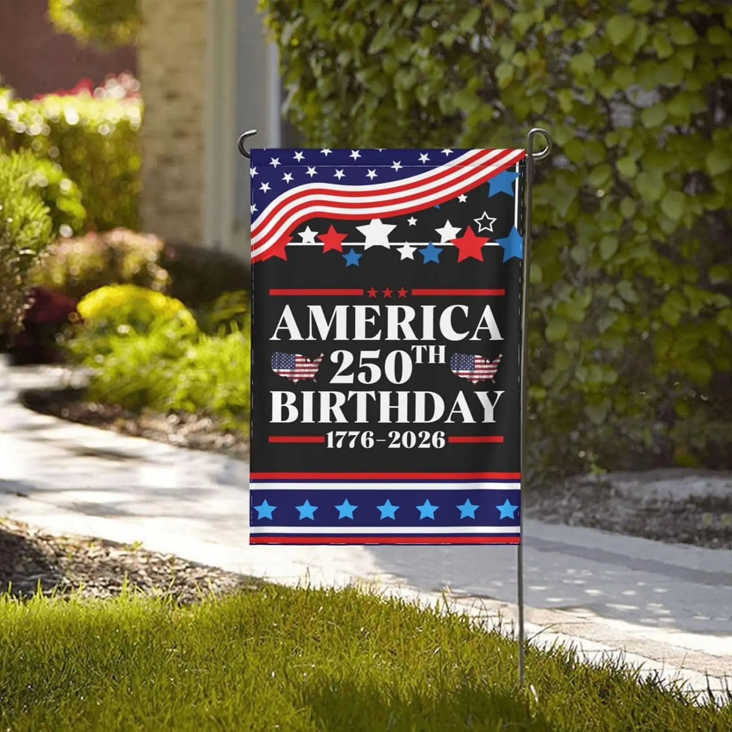 America 250th Birthday Flag 1776-2026 America 250 Years 12x18 inch Double Sided Flag