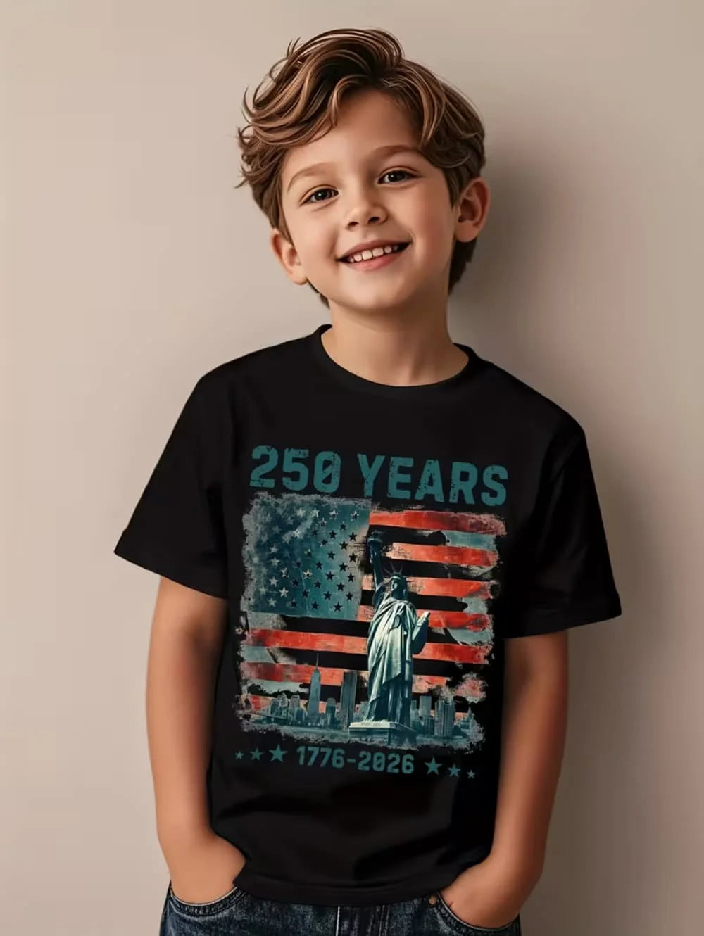250 Years Of America 1776-2026 T-Shirt for Kids America 250th Birthday Eagle Flag