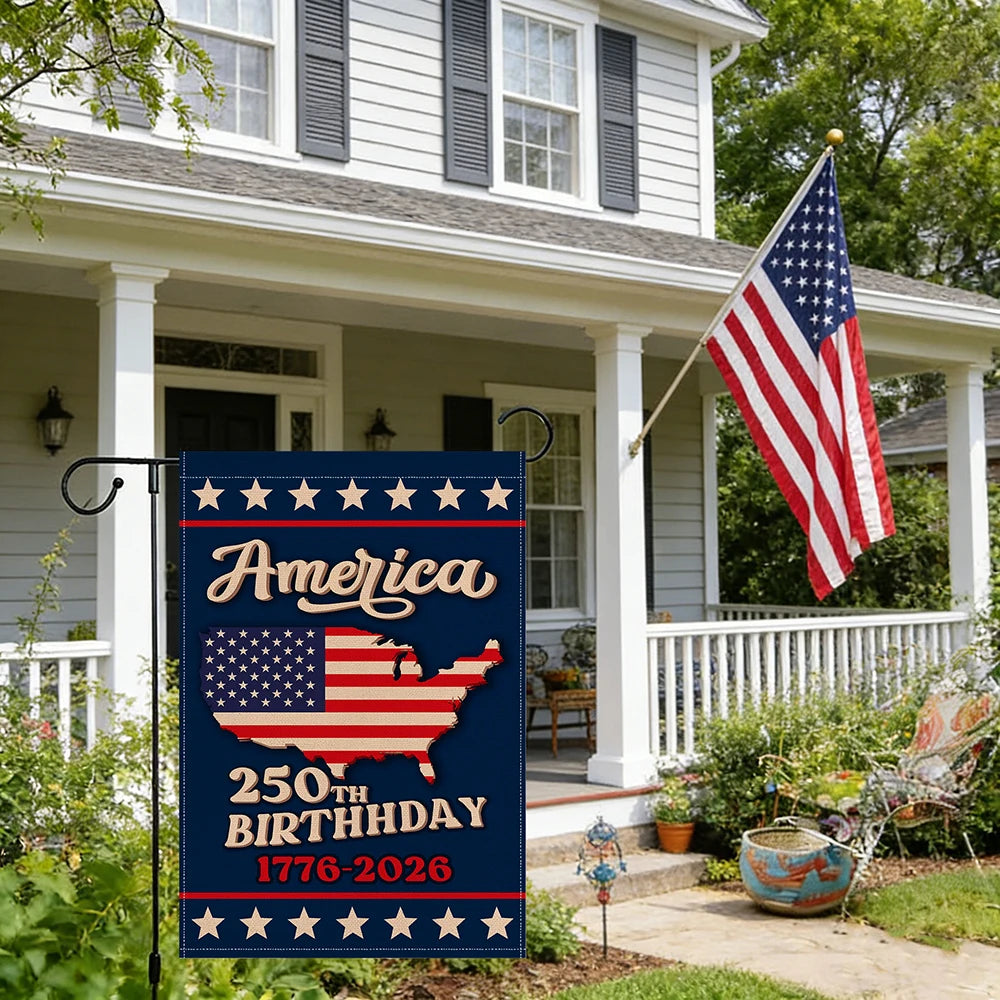 American 250th Anniversary Birthday 1776-2026 12x18 Inch Garden Flag
