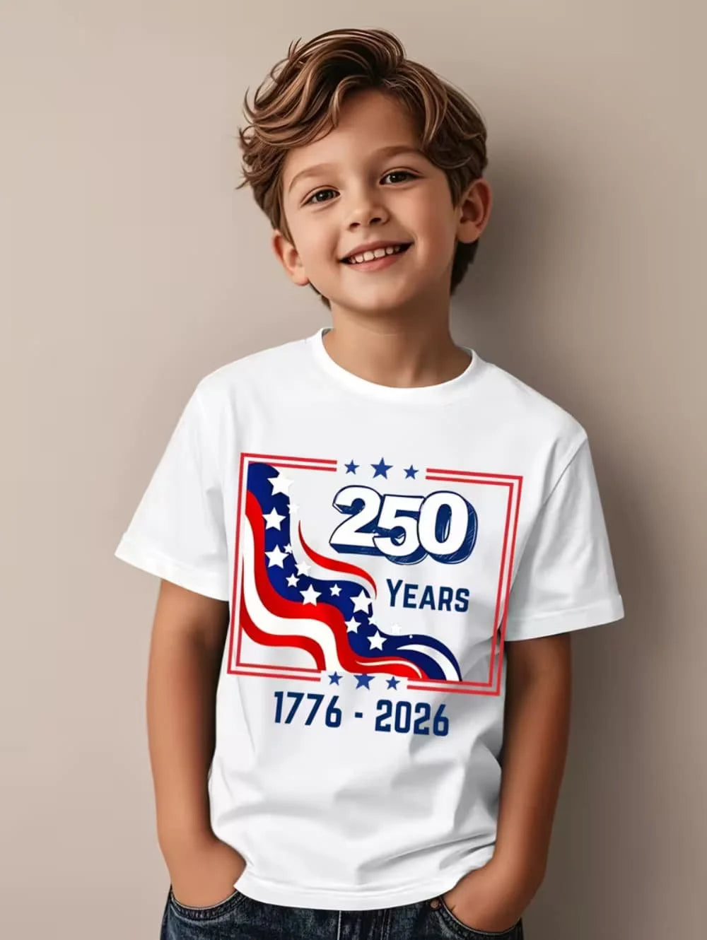 250 Years Of America 1776-2026 T-Shirt for Kids America 250th Birthday Eagle Flag