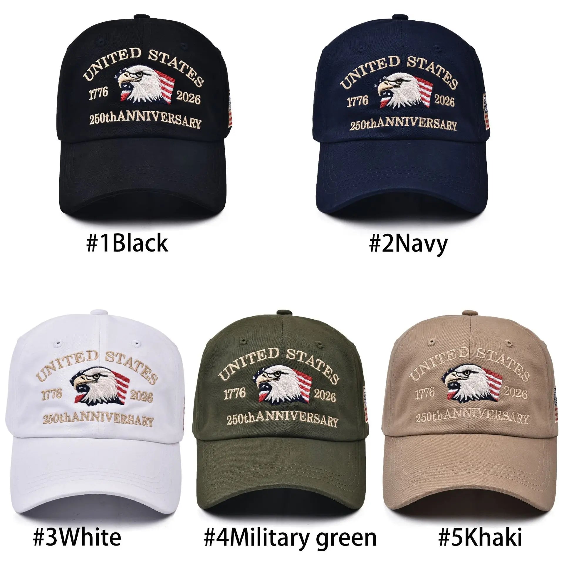 United States 250th Anniversary Baseball Cap - Adjustable 250 Year American Anniversary Hat