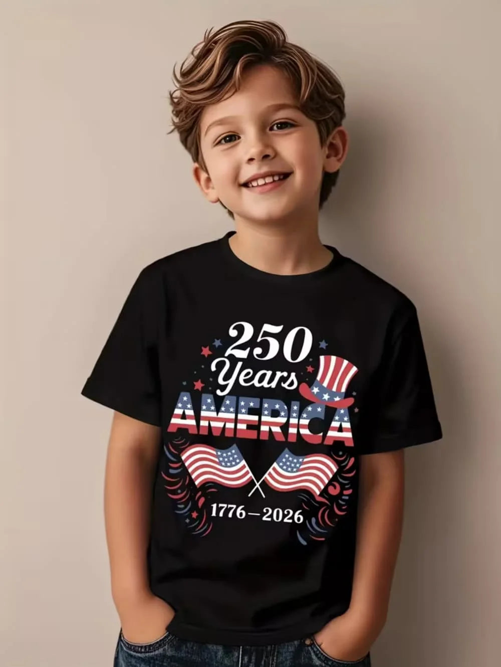 250 Years Of America 1776-2026 T-Shirt for Kids America 250th Birthday Eagle Flag