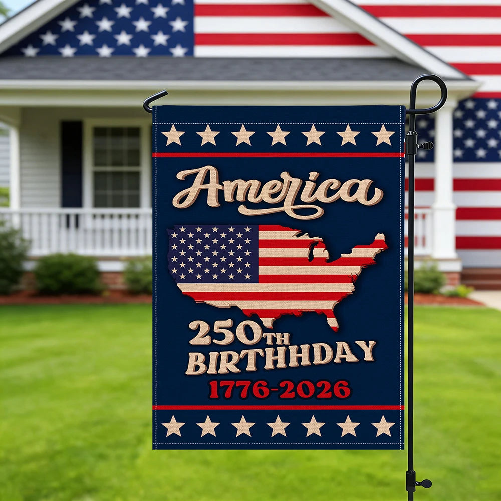 American 250th Anniversary Birthday 1776-2026 12x18 Inch Garden Flag