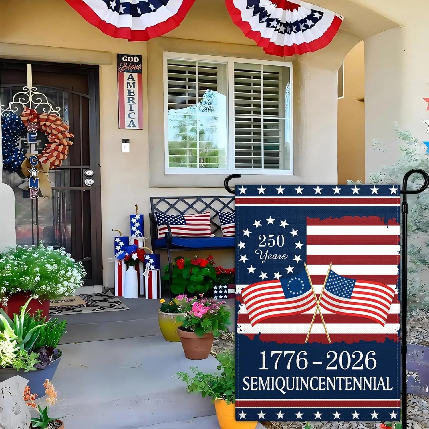 250 Years America 250th Anniversary 1776 2026 Double Sided Garden Flag